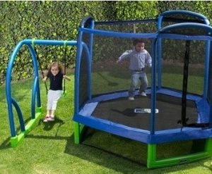 bounce pro swing set with trampoline